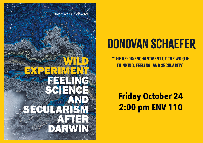 Flyer for event containing date and author's book cover image 